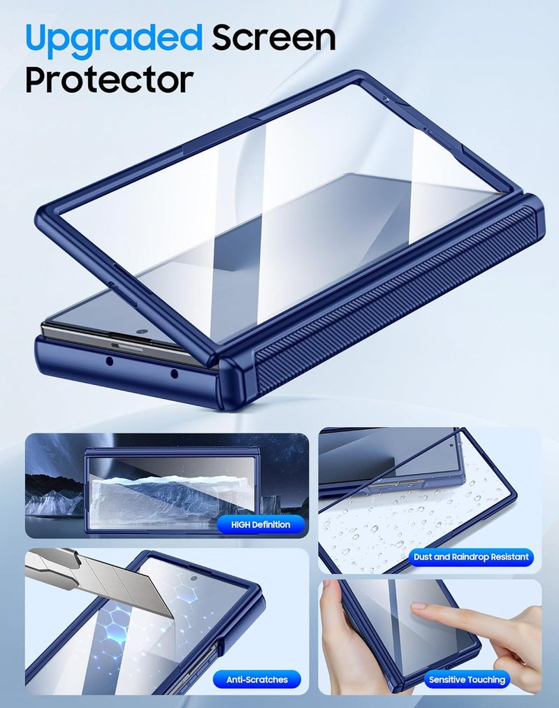 BSNRM for Samsung Galaxy Z Fold 7 Case with Card Holder RFID Blocking, Built in Slide Lens Cover & Hinge Protection & Screen Protector, Shockproof Wallet Case for Z Fold 7 (Sapphire Blue) - Image 5